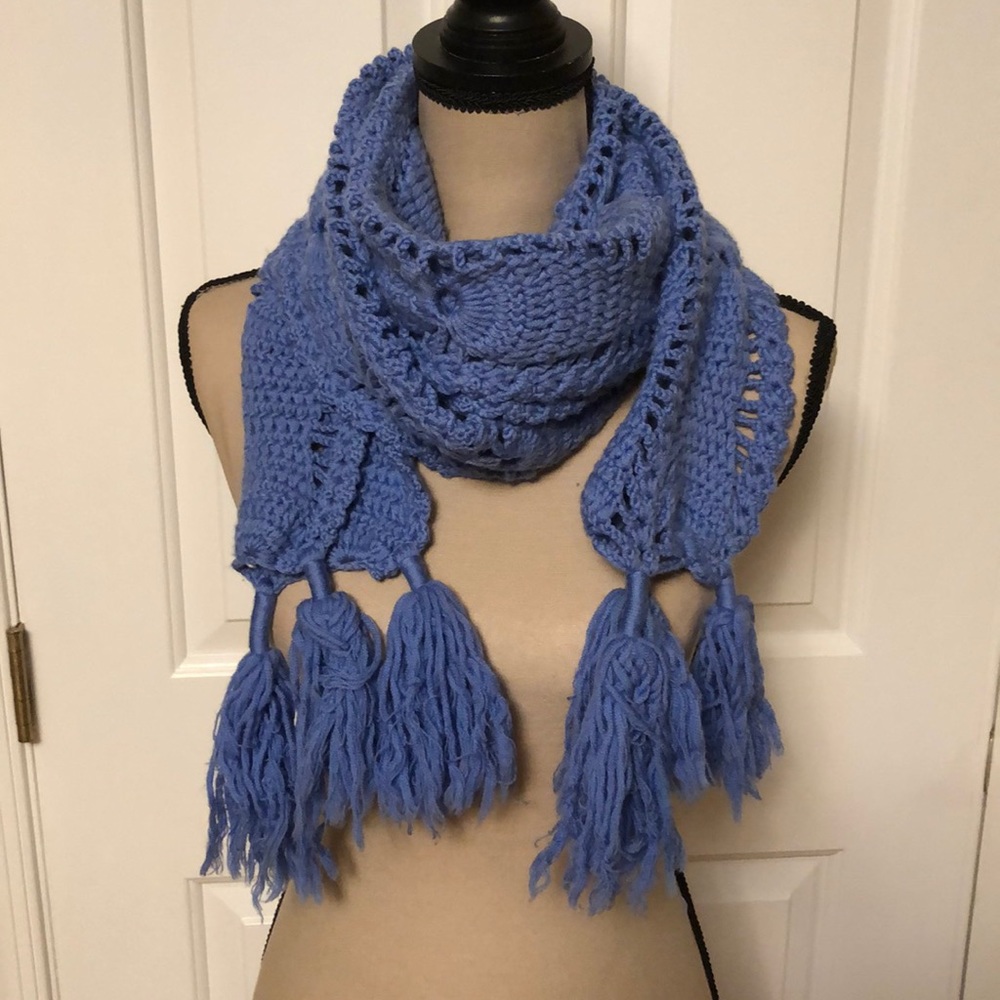 Sky blue OVERSIZED CROCHET SCARF
